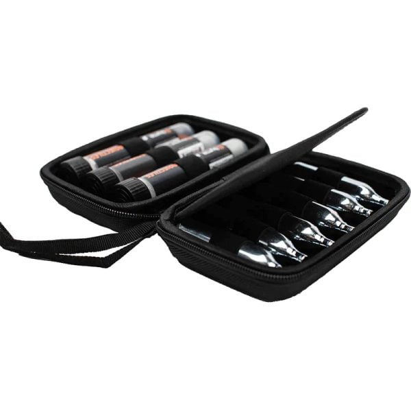 Byrna Co2 Carry Case - side view, opened with projectiles and Co2 cartridges securely stored