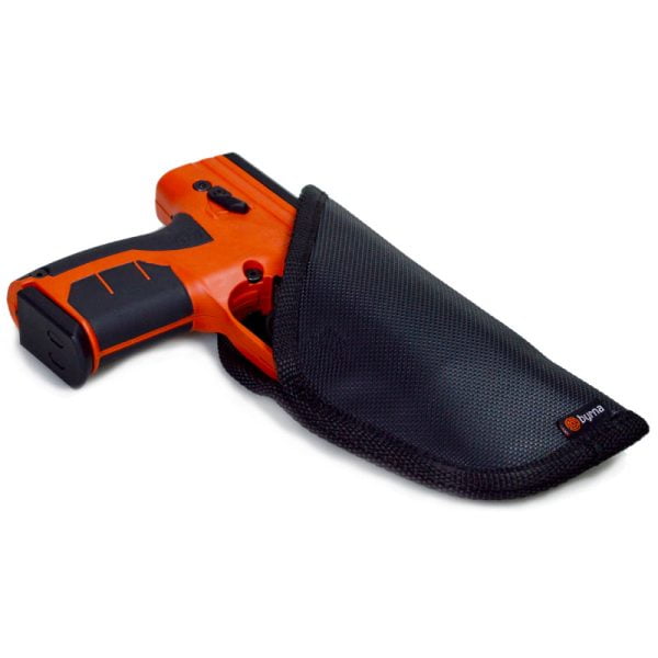 Orange Byrna inserted into Concealed holster