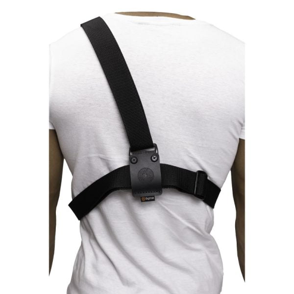 Byrna Chest Holster Level 2 worn by person - back view