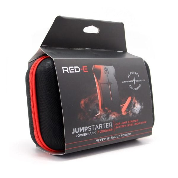 RED-E Jump Starter Powerbank 7200mAh boxed and packaged