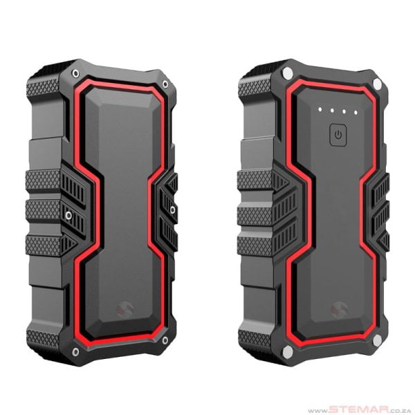 Front and Back view of RED-E Jump Starter Powerbank 16000mAh