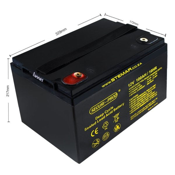 Securi-Prod 12v 100Ah Deep Cycle Battery dimensions