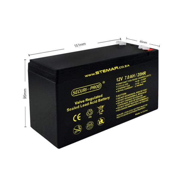Securi-Prod 12v 7.2Ah SLA Battery dimensions
