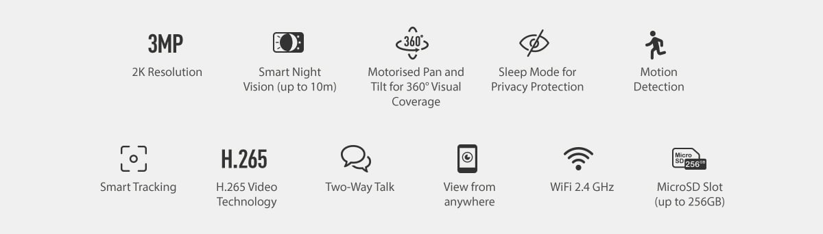 EZVIZ TY1 2K Pan and Tilt Camera (3MP) features and specs