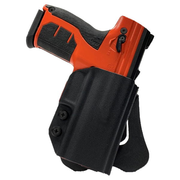 Byrna Tactical Holster with Orange Byrna inserted