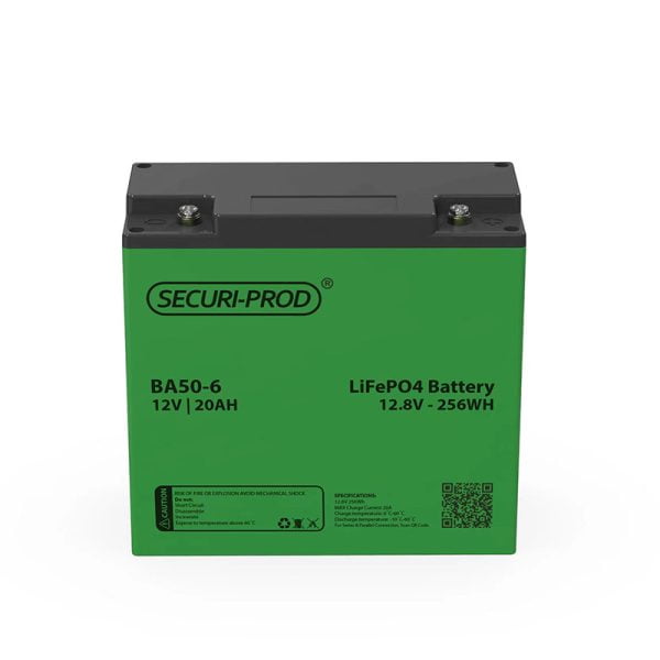 Securi-Prod 20Ah 12.8v Lithium (LiFePO4) Battery front view