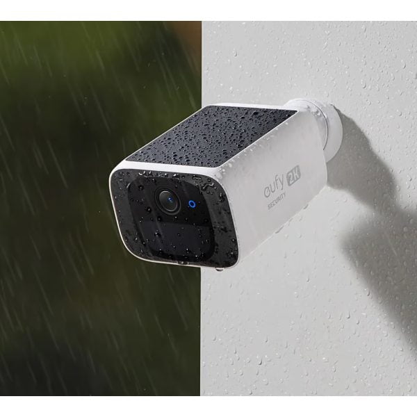 Eufy S220 SoloCam Solar Powered Security Camera in the rain