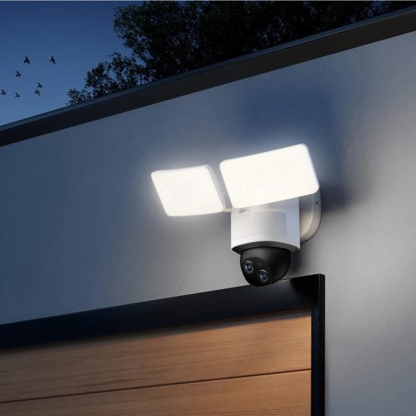 Eufy E340 Floodlight Camera 3K Dual Lens installed on a wall