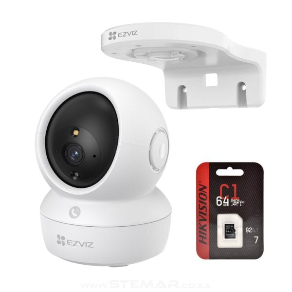 EZVIZ H6C Pro 2K+ Pan Tilt WiFi Camera including wall bracket and free 64GB MicroSD