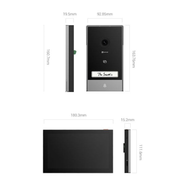 EZVIZ HP7 2K Smart Home Video DoorPhone dimensions