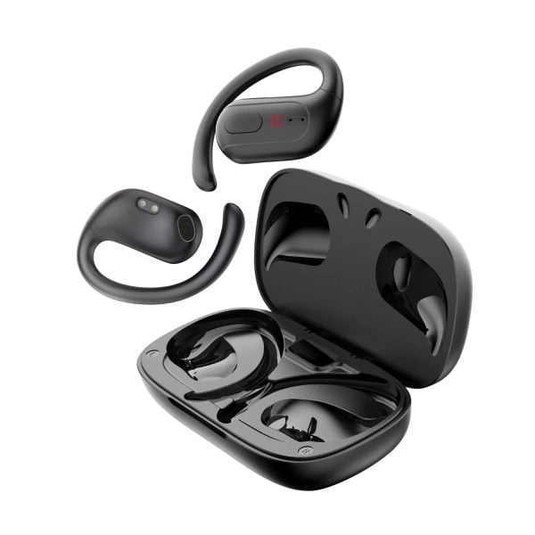 Red-E Openfit Pro Open-Ear Earphones displayed with charging case