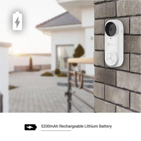 EZVIZ DB2 Pro Battery Video Doorbell 2K (5MP) with 5200mAh Rechargeable Lithium Battery