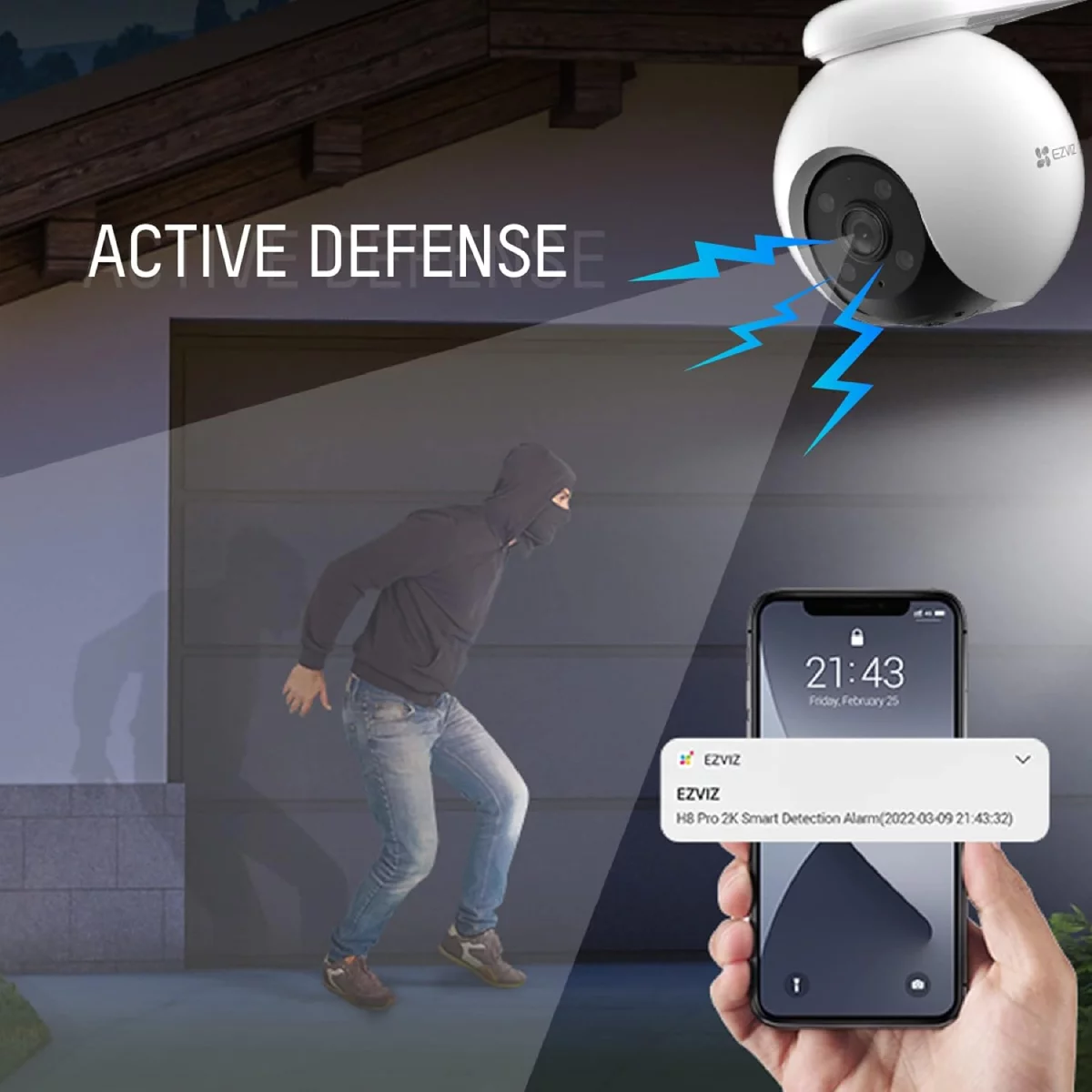 EZVIZ H8 Pro 2K Pan & Tilt Camera active defence