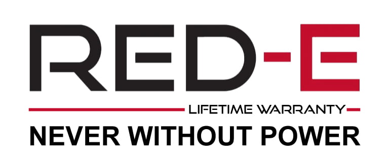 RED-E Logo - Lifetime Guarantee - Never Without Power