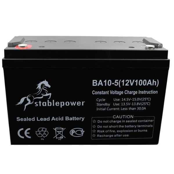 Stablepower 12V 100AH Deep Cycle SLA Battery top view