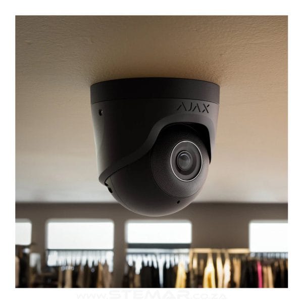 Ajax TurretCam Black installed on ceiling of shop