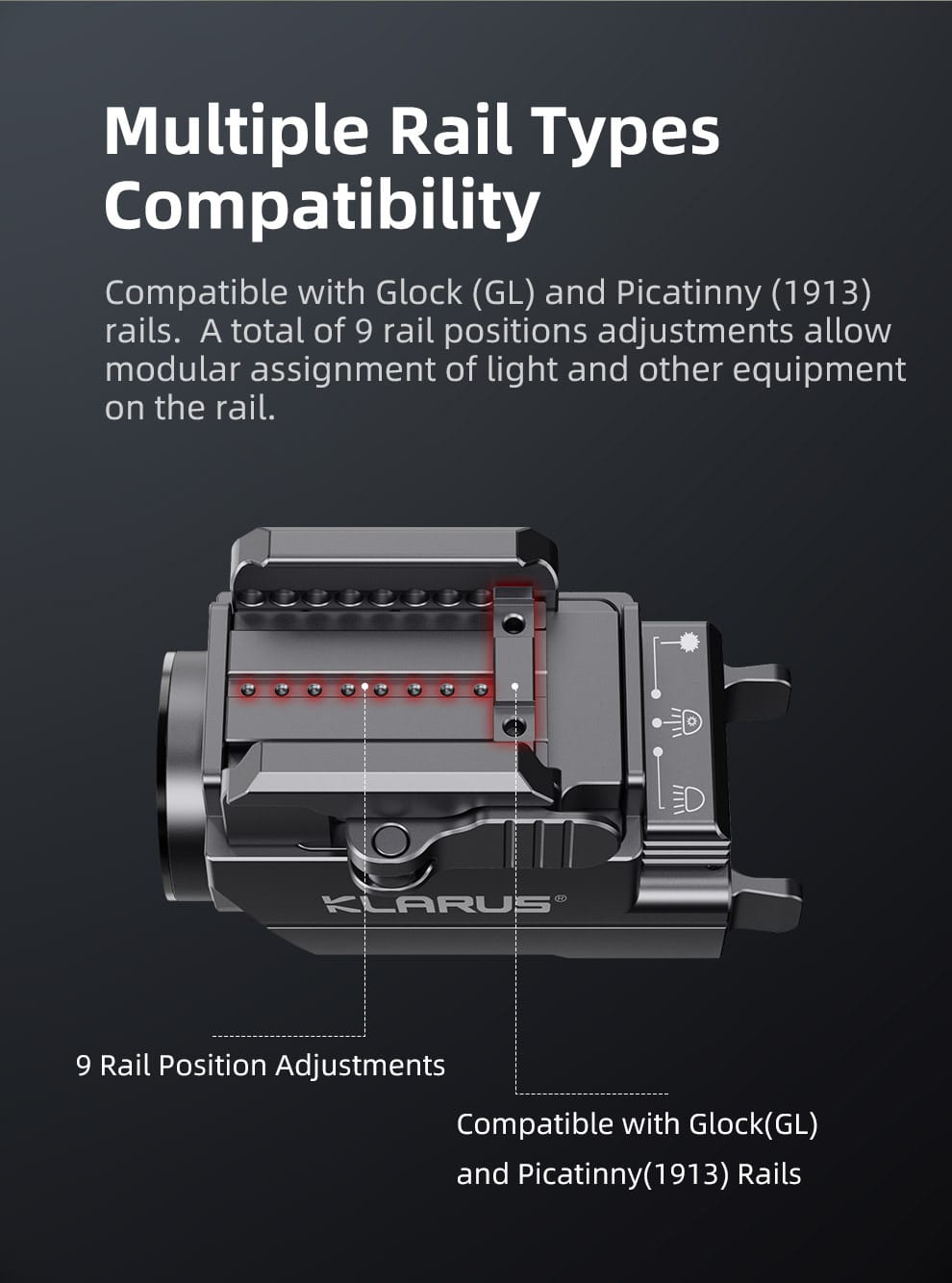 Klarus GL2 Multiple rail types