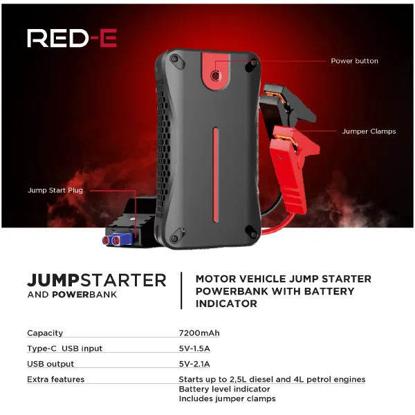 RED-E Jump Starter Powerbank 7200mAh brochure