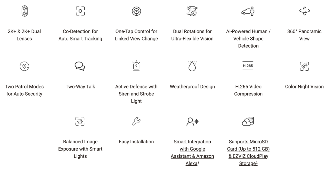 EZVIZ H90 Dual Lens 2K⁺ WiFi PT Camera 4MP features
