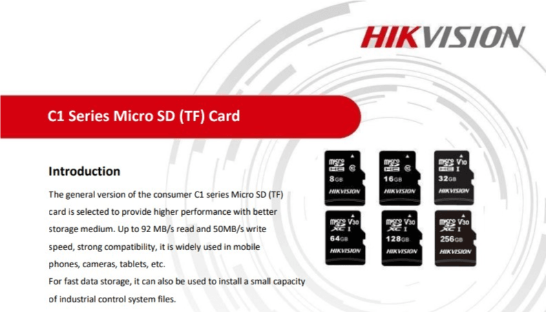 Hikvision C1 Series Micro SD Cards