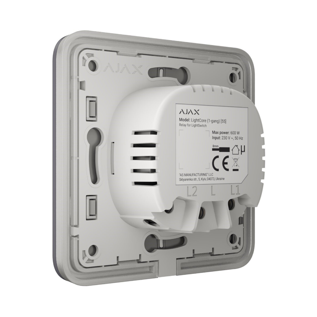 Ajax LightCore 2-Gang Smart Light Switch Core back perspective view